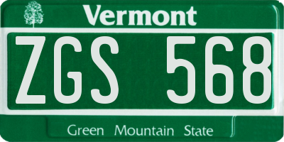 VT license plate ZGS568