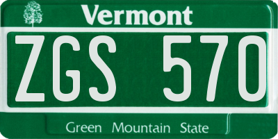 VT license plate ZGS570