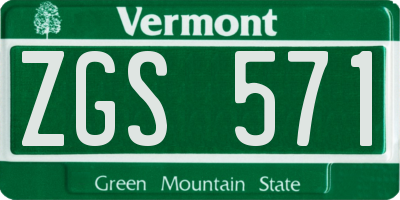 VT license plate ZGS571