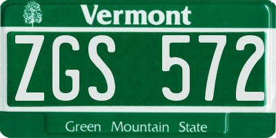 VT license plate ZGS572