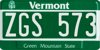 VT license plate ZGS573