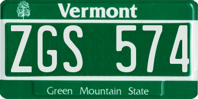 VT license plate ZGS574