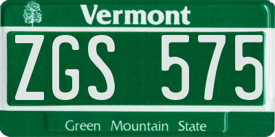 VT license plate ZGS575