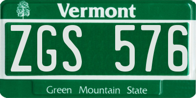 VT license plate ZGS576