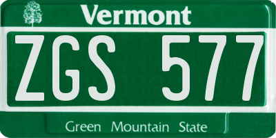 VT license plate ZGS577