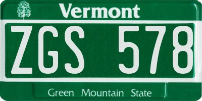 VT license plate ZGS578