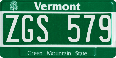 VT license plate ZGS579