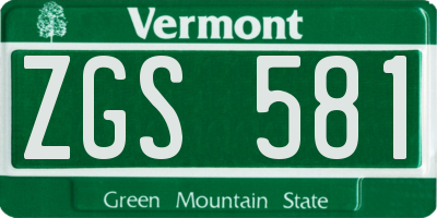 VT license plate ZGS581