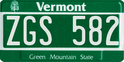 VT license plate ZGS582