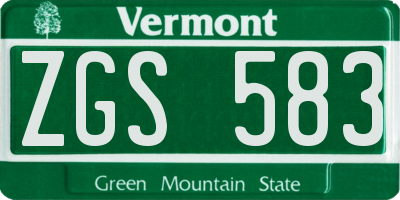 VT license plate ZGS583