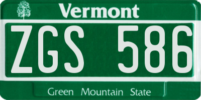 VT license plate ZGS586