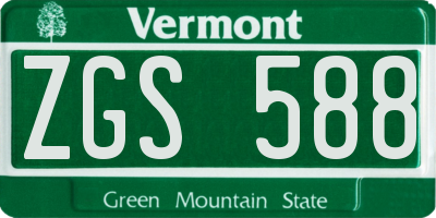 VT license plate ZGS588