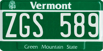 VT license plate ZGS589