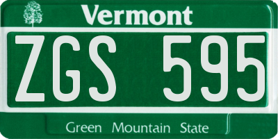 VT license plate ZGS595