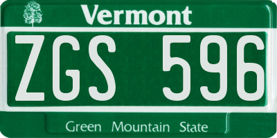VT license plate ZGS596