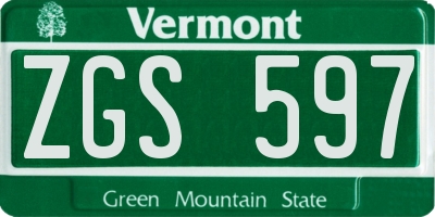VT license plate ZGS597