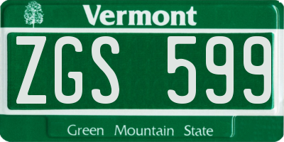 VT license plate ZGS599