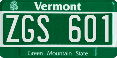 VT license plate ZGS601