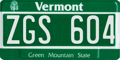 VT license plate ZGS604