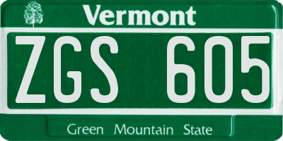 VT license plate ZGS605