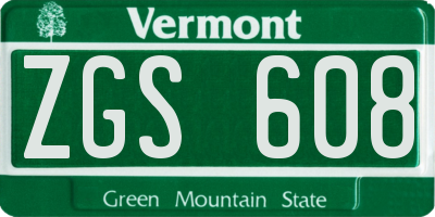 VT license plate ZGS608