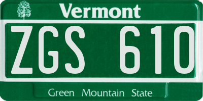 VT license plate ZGS610