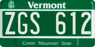 VT license plate ZGS612