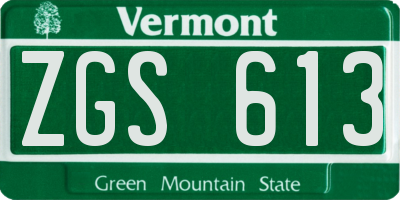 VT license plate ZGS613