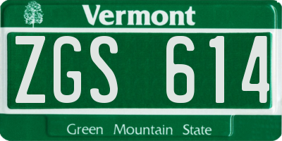 VT license plate ZGS614