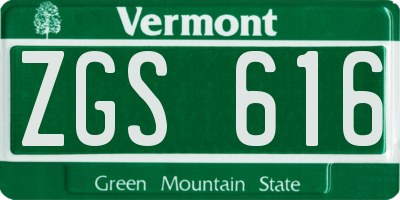 VT license plate ZGS616