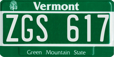 VT license plate ZGS617