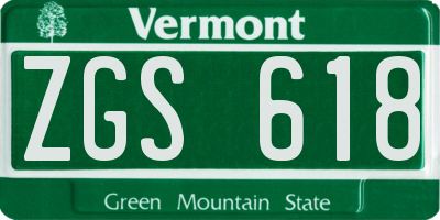 VT license plate ZGS618