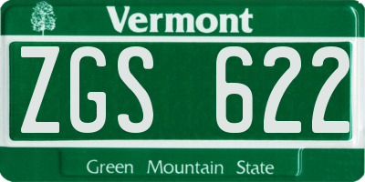 VT license plate ZGS622