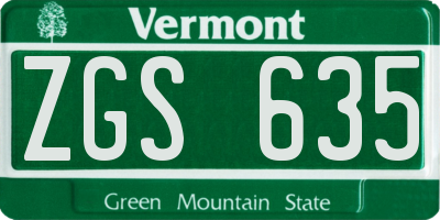 VT license plate ZGS635