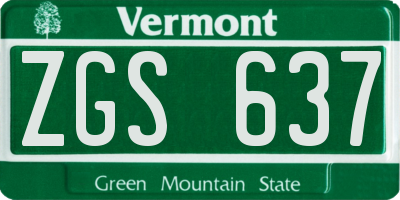 VT license plate ZGS637