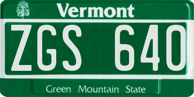 VT license plate ZGS640
