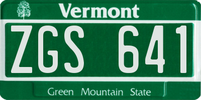 VT license plate ZGS641