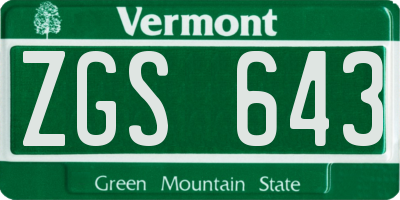 VT license plate ZGS643
