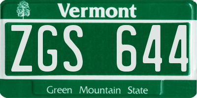 VT license plate ZGS644