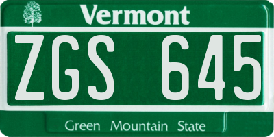 VT license plate ZGS645