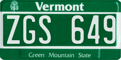 VT license plate ZGS649