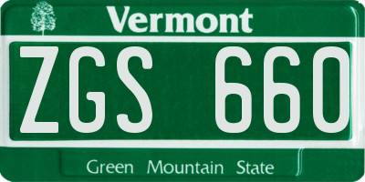 VT license plate ZGS660