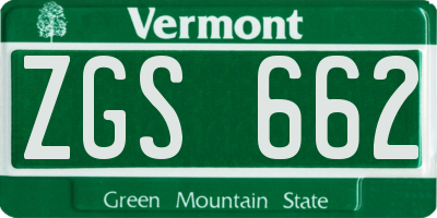 VT license plate ZGS662