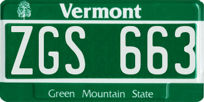 VT license plate ZGS663
