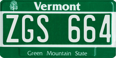 VT license plate ZGS664