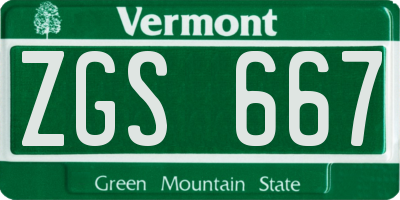 VT license plate ZGS667