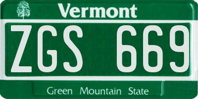 VT license plate ZGS669