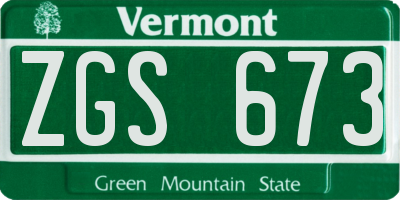 VT license plate ZGS673