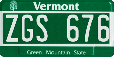 VT license plate ZGS676