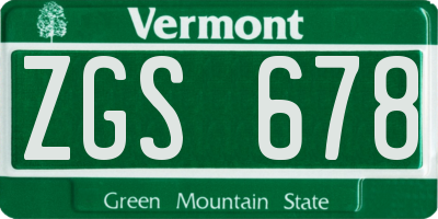 VT license plate ZGS678